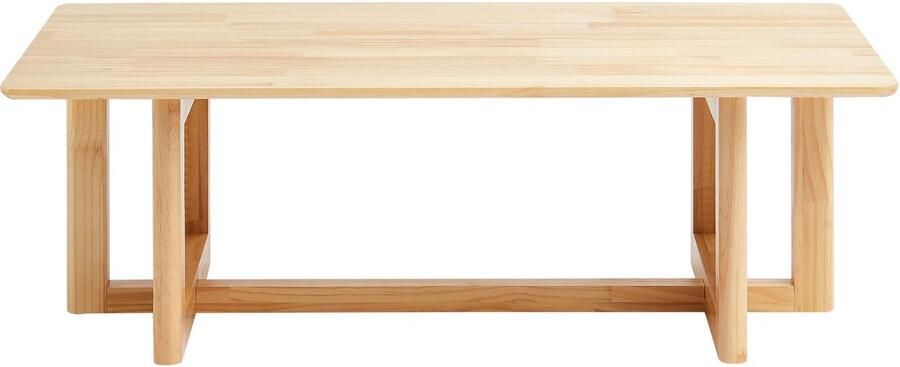 Rotan Salontafel Rechthoekige Geweven Rotan Salontafel met Rubberhouten Tafelblad 47 inch Moderne boho Salontafel met Opbergruimte en Naturel Houten Poten