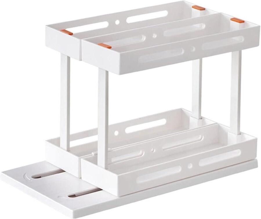 Roterend kruidenrek uittrekbaar Keukenopslag voor binnenkast Plastic hoekschuiflade voor kruiden Zout- en kruidenpot houder Wit