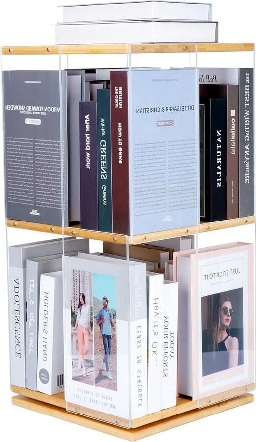 Roterende Boekenkast decoratief opslagsysteem 1 stuk acryl 33 x 62 x 33 cm