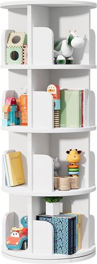 Roterende boekenkast smalle boekenkast 4 etages hout