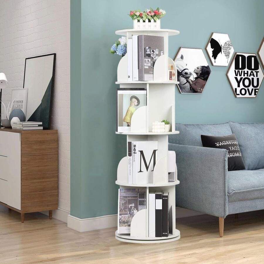 Roterende Boekenplank 360 ° Draaibare Boekenkast voor Kleine Ruimtes