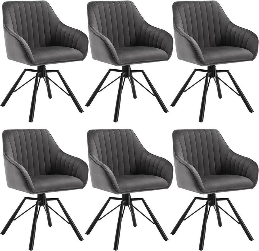 Rootz Living Rootz roterende eetkamerstoelen set van 6 fluwelen fauteuils draaistoelen 360 graden rotatie comfortabel en stevig 58 cm x 83 5 cm x 53 5 cm