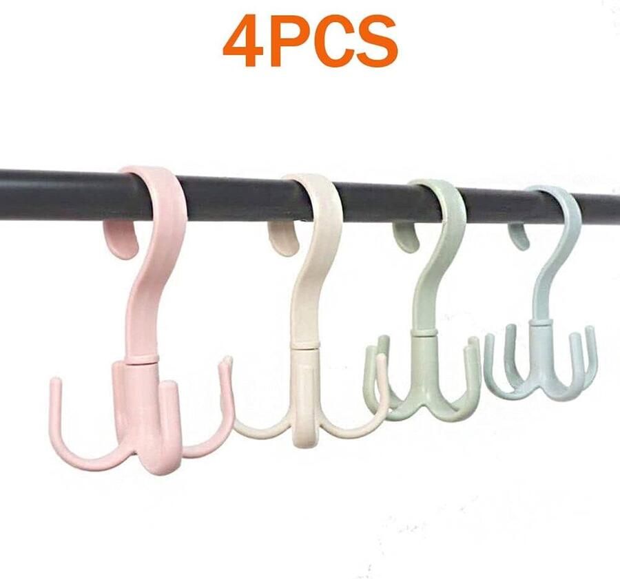 Roterende haakhanger multifunctioneel opbergrek set van 4 meerkleurig ABS