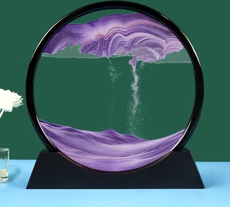 Roterende Zandkunst 360° – Paars – Stromend Schilderij – Glazen Decoratie voor Tafel of Wand