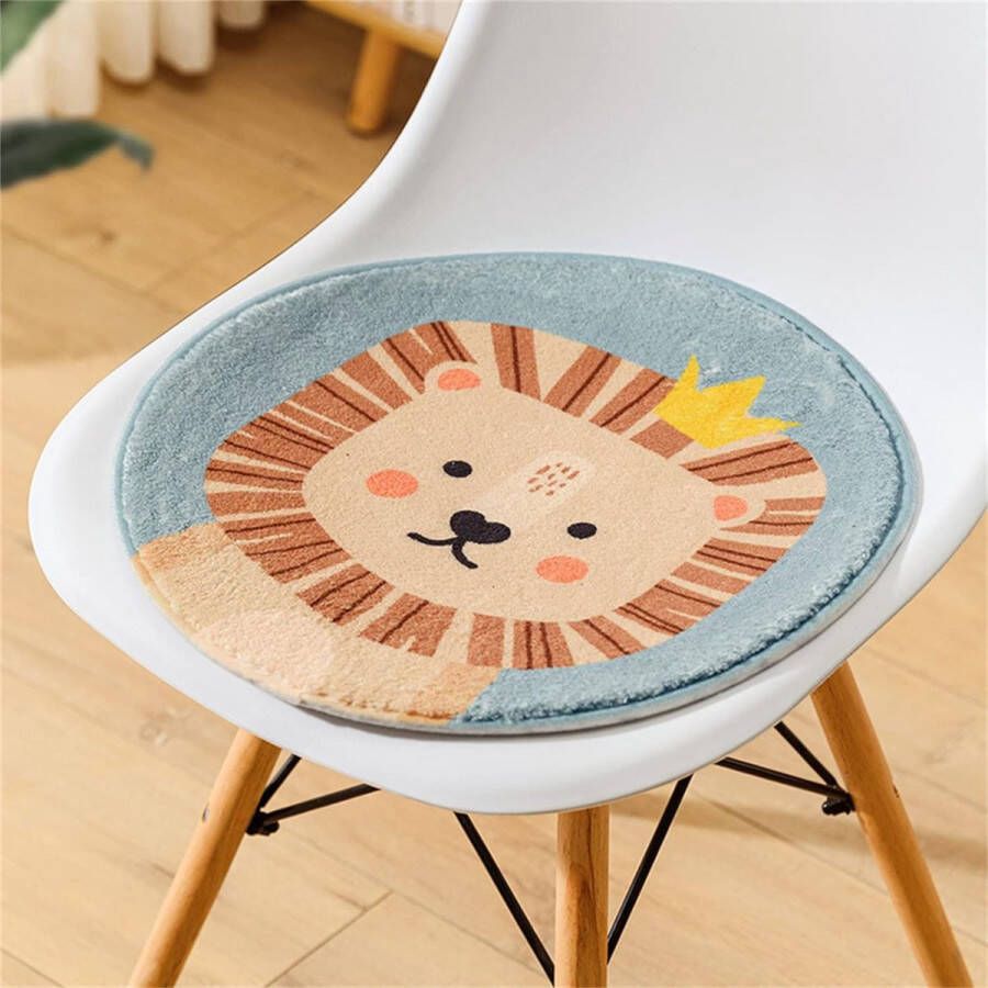 Round Chair Cushion Seat Cushion Children's Seat Cushion Soft Seat Cushion Cartoon Animal Floor Cushion Children Round Cushion (Lion 30 x 30 cm)