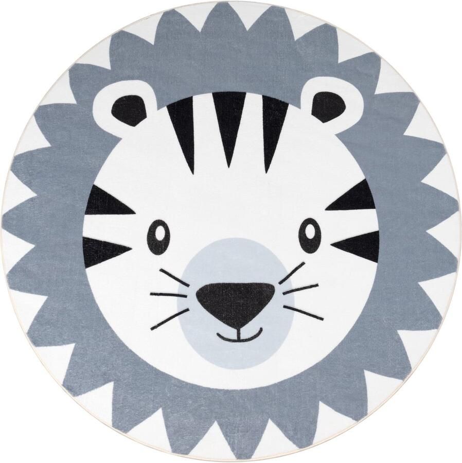 Round Kids Rug – Soft & Durable Short-Pile – Playful Animal Design – Easy Care
