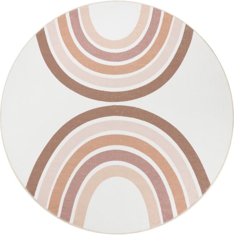 Round Kids Rug zachte korte stapel duurzaam polyester speels regenboogontwerp