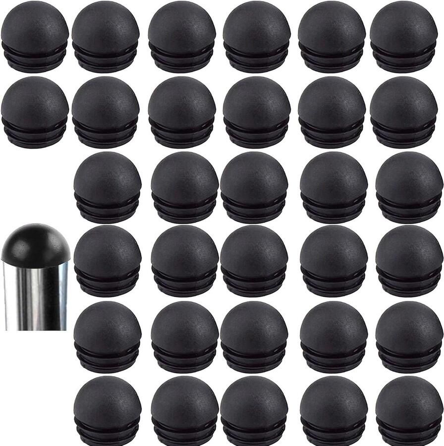 Round Tube Einddoppen Zwart voor Stoelpoten 32 stuks (25mm): Bescherming Rubber Stoelpoten
