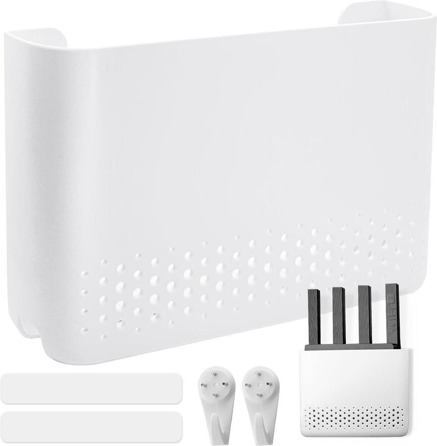 Router Box 25 6 × 17 × 5 cm router verbergen wandbox kunststof witte router kast home router opbergdoos WLAN router houder muur voor het opbergen van routers