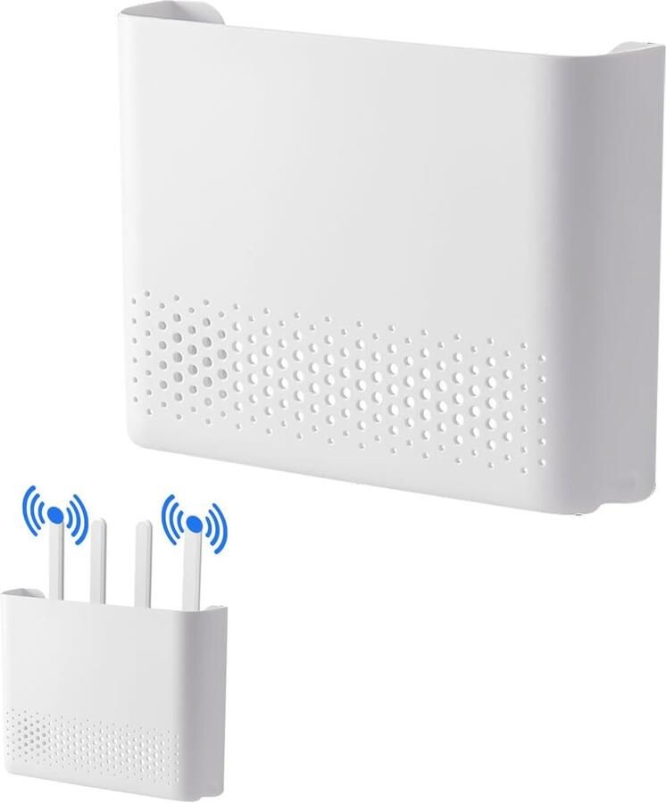 Wandopbergdoos voor wifi-router internetbox houder voor internetbox wandrek afdekking box houder voor internetbox zonder boren voor woonkamer tv-rek (wit)