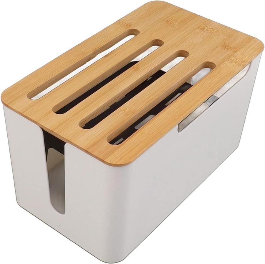 Routeropbergdoos met ruime opslag bamboe cover voor router tv-box en meer thuisorganisator multifunctionele opbergdoos met meerdere gaten