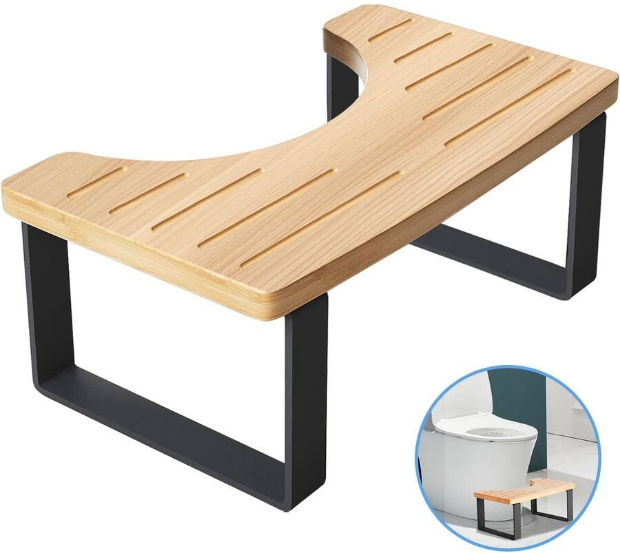 Rouzin Toiletkruk voor volwassenen houten toiletkruk antislip toiletkruk draagbare badkamerkruk voor kinderen 40 * 20 * 17 cm