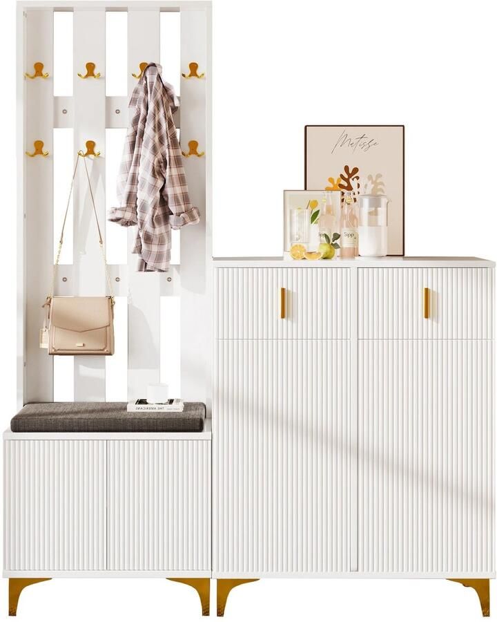 RoyaLuxe Kledingkast Bankje Kast Kastje Bank Kleding Kast Garderobekast Garderoberek Kast Opbergkast Opberg Kast Kapstok Kapstokken Organizer Kleding Organizer Schoenen Garderobe Kast Kledingrek