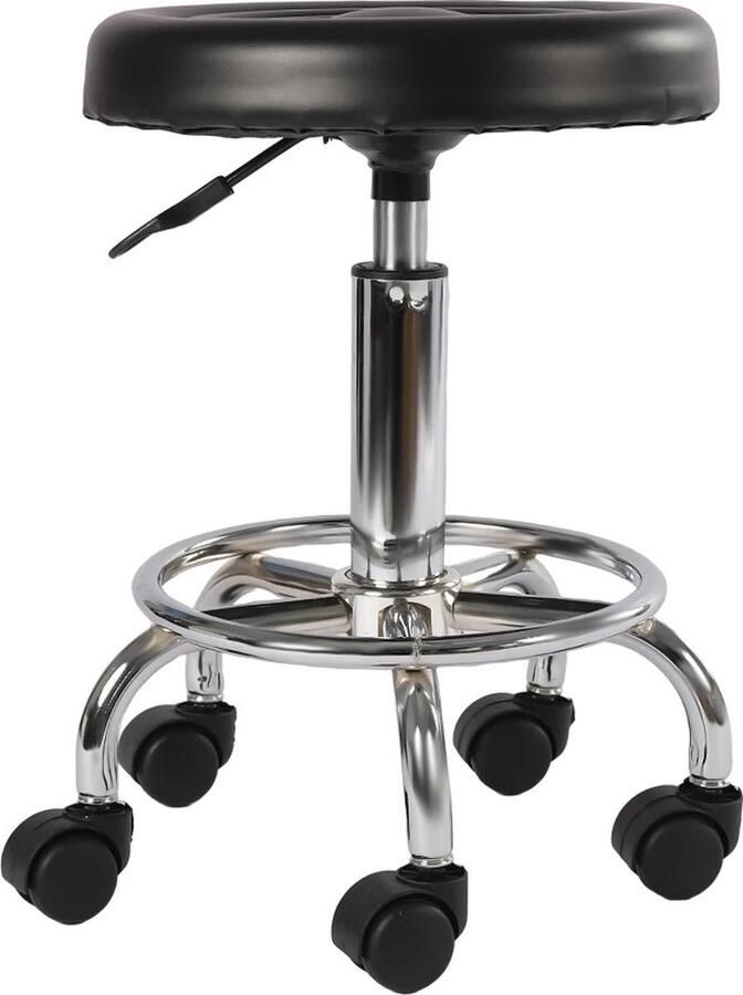 RoyaLuxe Kruk Stoel Werk Kruk Werkstoel Zwart 360 Graden In Hoogte Verstelbaar