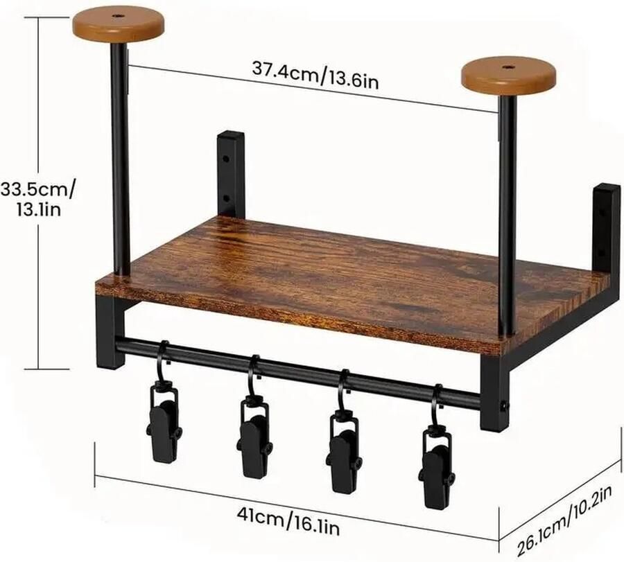 RoyaLuxe Opslagrek Kapstok Hangend Kapstokken Kapstok Muur Kapstok Zwart Wandkapstok Kapstok Met Hoedenstandaard Kapstok Met Helmrek Opslagrek Voor MotorKleding