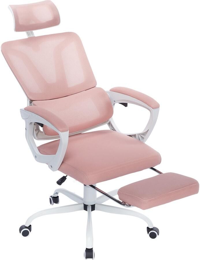 Roze Bureaustoel Draaistoel Bureaustoel Ergonomische stoel Liggend Met voetensteun Maximale belasting 150 kg