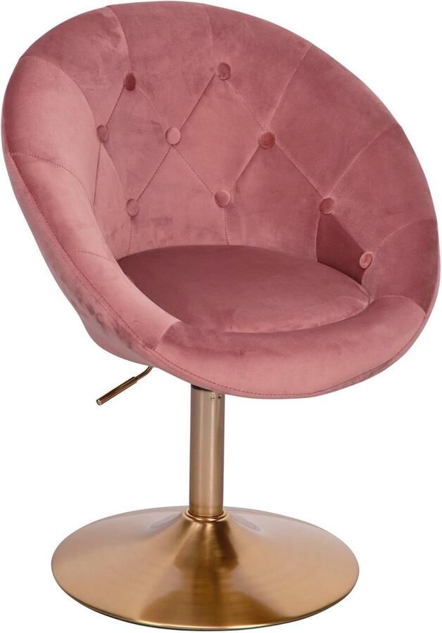 Roze Gouden Draaistoel Comfortabele Loungestoel met Rugleuning Elegante Fluwelen Fauteuil voor Thuis of Kantoor