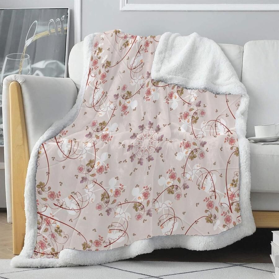 Roze Pluizige Omkeerbare Deken voor Volwassenen Comfortabele Sherpa Fleece Plaids voor Bank 150 x 200 cm