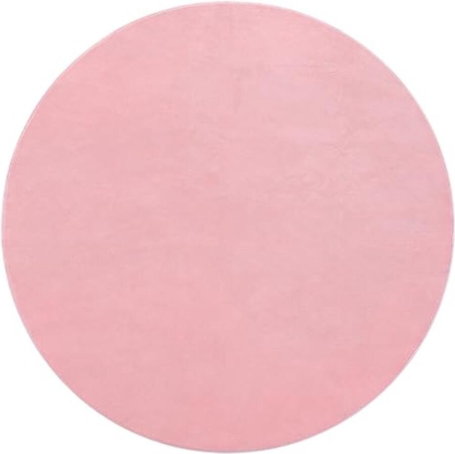 Roze Wasbaar Rond Tapijt 150 cm Zacht en Antislip Vloerkleed voor Woonkamer en Slaapkamer