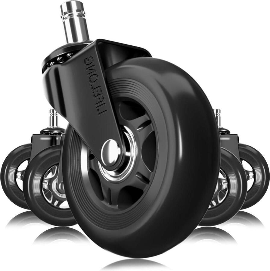 Rubberen bureaustoelwielen voor alle vloeren 7 16 x 7 8 (11 * 22mm) universele pasvorm Zwart