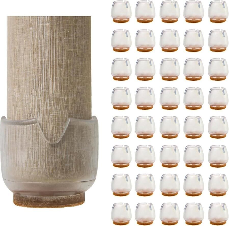 Rubberen geluidsarme siliconen viltglijders voor ronde stoelstoelen 40 stuks (12-16 mm) beschermvoeten parket antislip vilt
