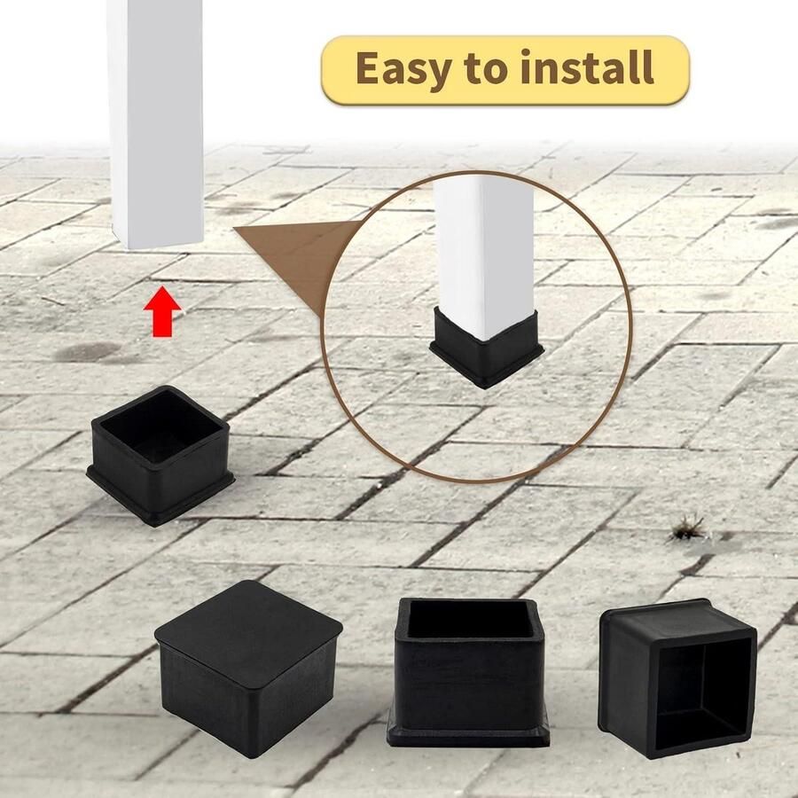 Rubberen Stoelpoot Caps Vloerbeschermers Set van 4 30 x 30 mm (1-3 16 inch) Zwart Vloerbeschermer