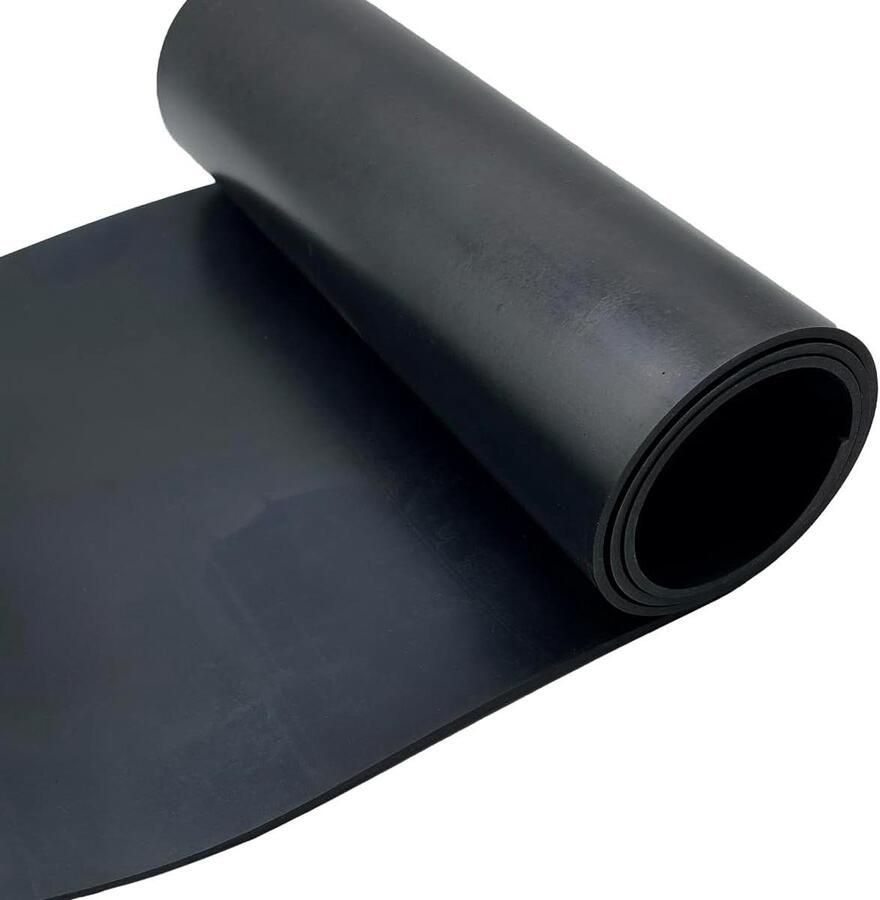 Rubberen wielen met neopreen bogen en antivibratie rubberen matten 250 mm x 3 mm x 1 m