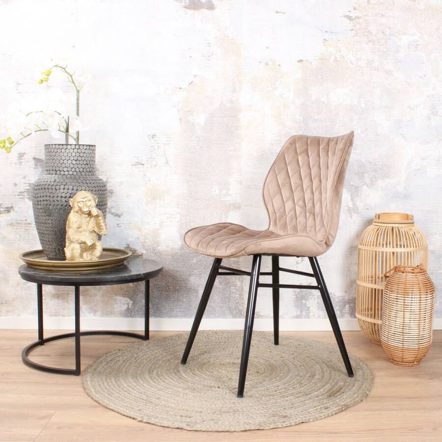 DS4U Ruby 2.0 eetkamerstoel stoel velvet velours fluweel stof zwart metaal champagne