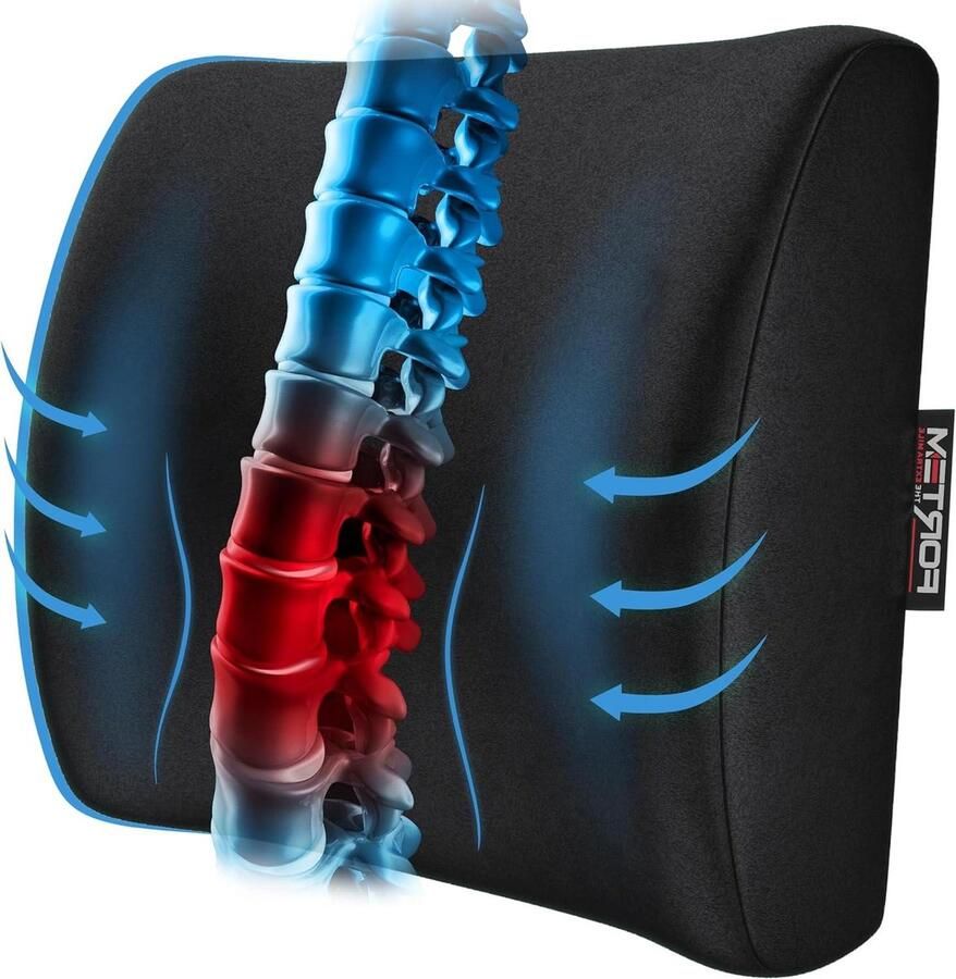 Rugkussen auto voor bureaustoel en auto met traagschuim en wasbare hoes Rugkussen auto