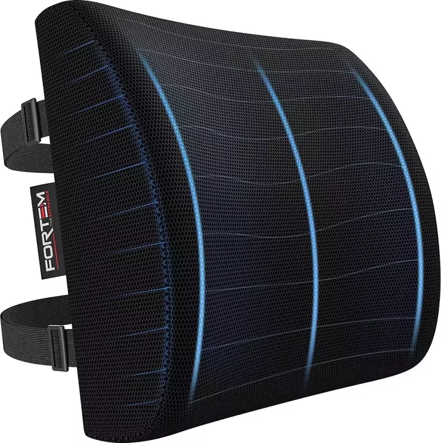 Rugkussen bureaustoel lendensteun rugkussen voor auto lendenkussen bureaustoel traagschuim rugkussen stoel wasbare hoes (zwart)