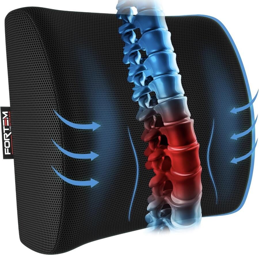 Rugkussen Bureaustoel Rugsteun Stoelkussen voor Auto Bureaustoel Kussen Steunkussen voor Bureaustoel Traagschuim Rugkussen Wasbare Hoes - Foto 2