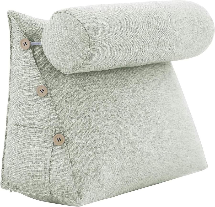 Rugkussen -Driehoek Bankkussen Breedte 45* Hoogte 45* Dikte 22cm kan ontspannen en de houding ondersteunen -Verstelbaar kussen -Geschikt voor bedden bureaustoelen banken met rugleuning Groen