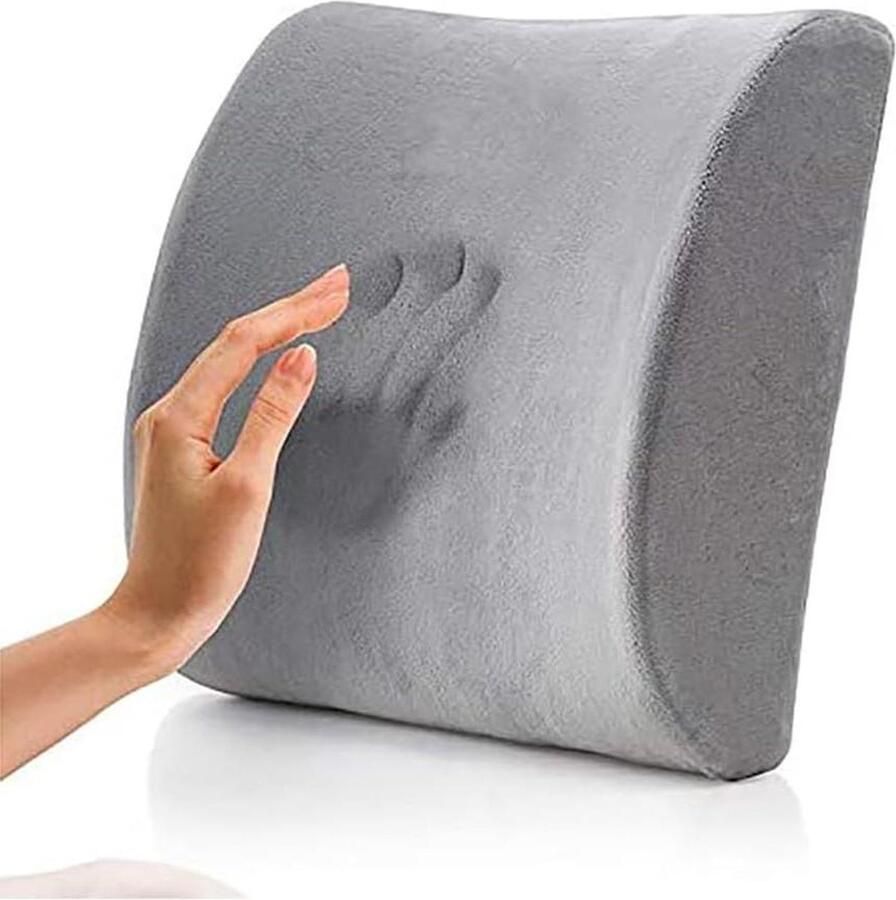 Rugkussen Memory Foam Lumbale Ondersteuning Pad verstelbare riem verlicht rugpijn kussen bureaustoel kantoorstoelen grijs