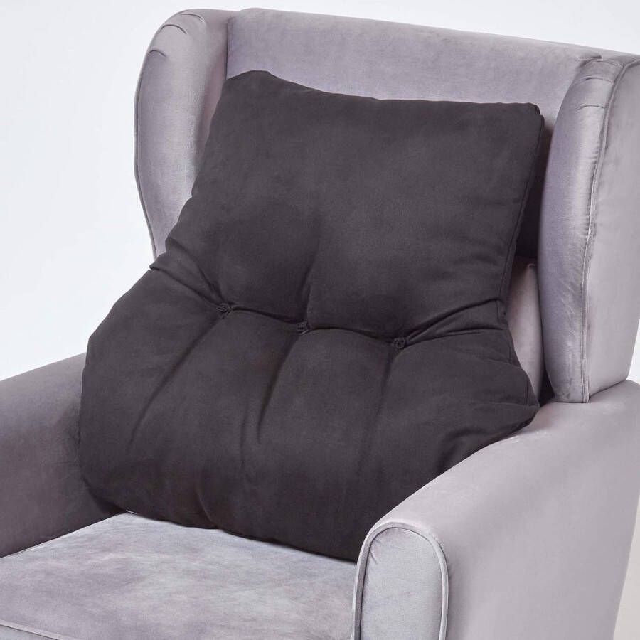 Rugkussen stoel-rugkussen zwart 68 x 58 cm lendenkussen sofa 15 cm dik rugsteunkussen bed met velours overtrek