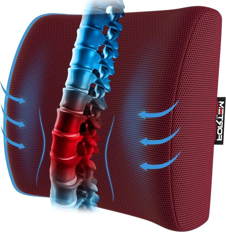Rugkussen Stoelkussen voor Auto Traagschuim Rugkussen FORTEM Bureaustoel Kussen Steunkussen voor Bureaustoel Wasbare Hoes