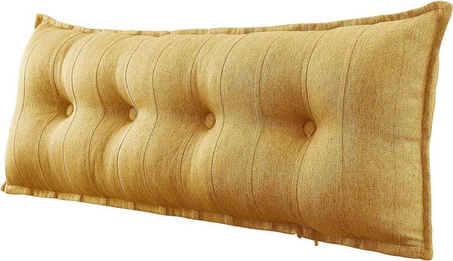 Rugkussen voor bank bed rugleuning groot linnen boekenkussen leeskussen lendenkussen voor de bank hoofdkussen wandkussen beenkussen (geel 140 x 8 x 50 cm)