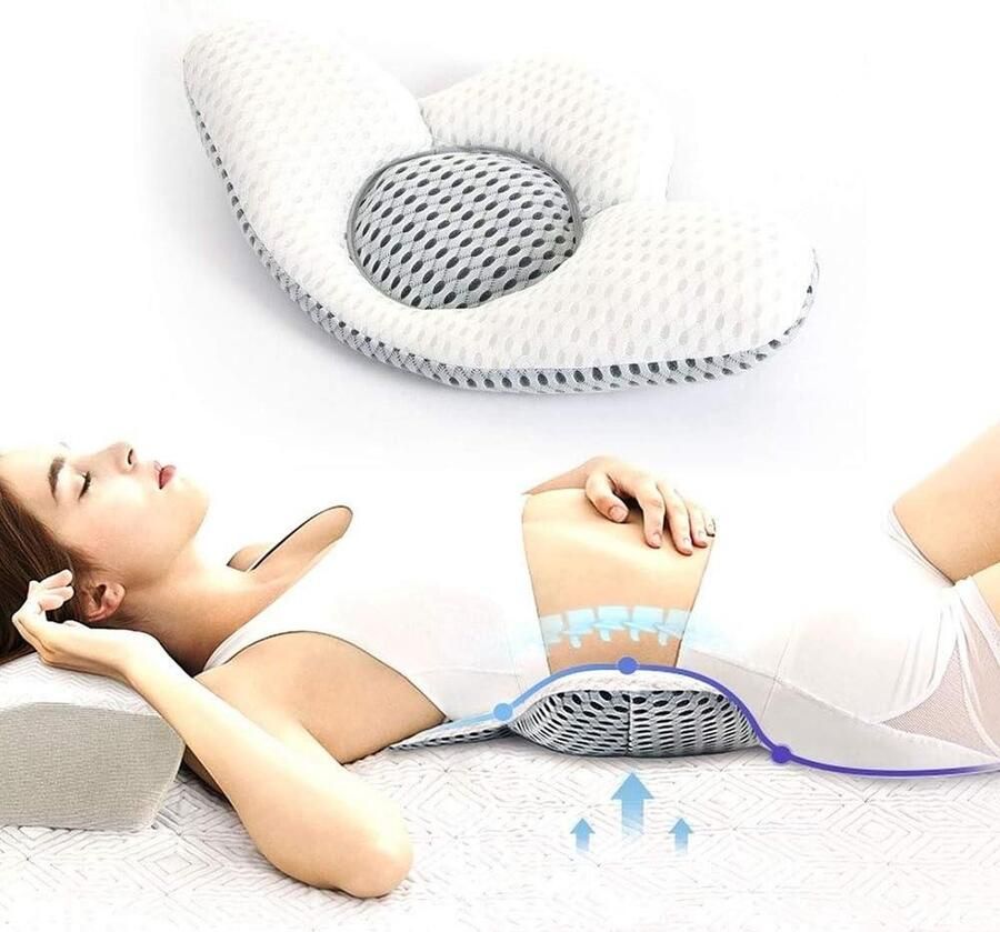 Rugkussen voor bed Lendenkussen ter ondersteuning van rug Slaapkussen met driehoekige vulling Verlicht slaap- en tailleklachten