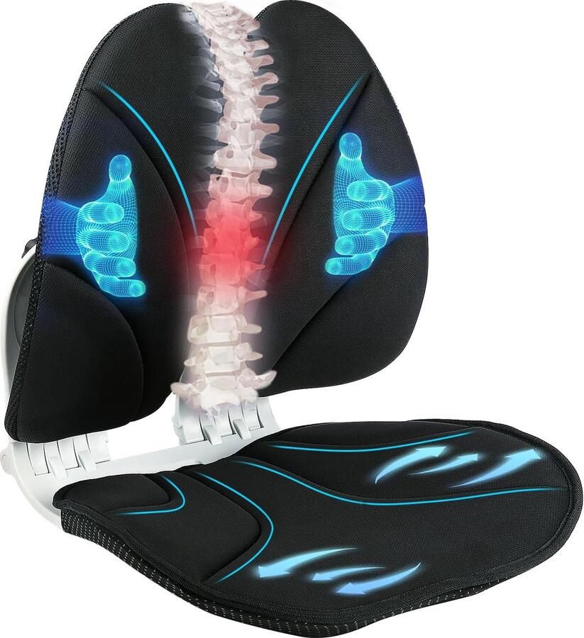 Rugkussenstoel verbeterde ergonomische rug- en lendensteun voor houdingscorrectie verlichting van rugpijn vloerstoelen voor kantoren thuiswerken bureaustoel autostoel rolstoel