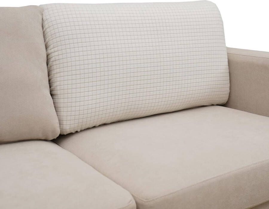 Rugleuning overtrek 3-zits stretch zitkussen bankovertrek elastische overtrek cover voor L-vorm crÃ¨mewit rugkussen (1 stuks)