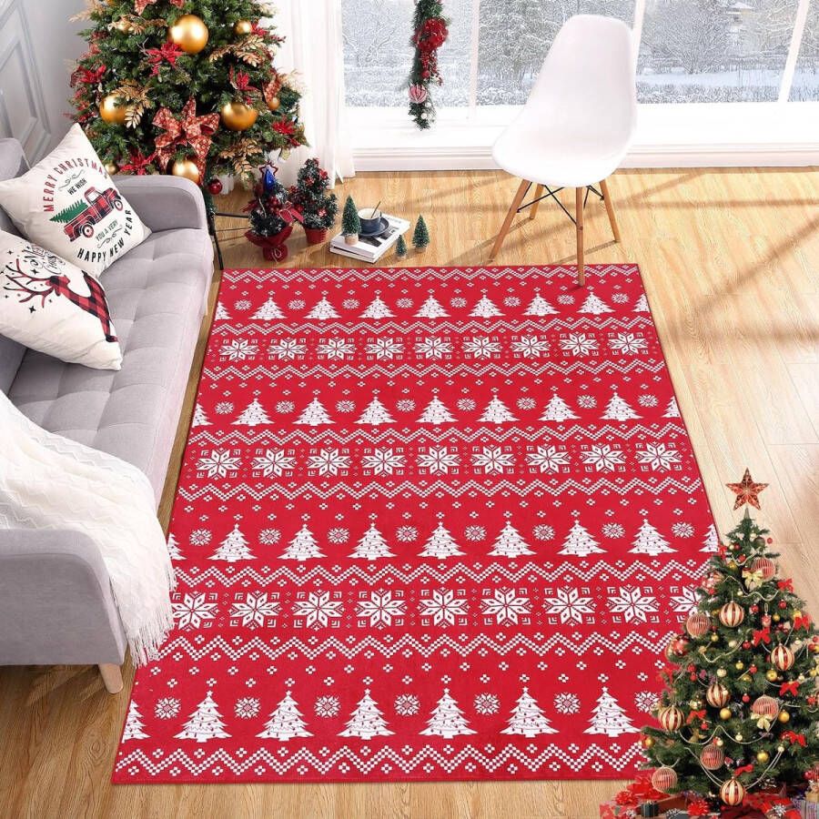 Rugs Tapijt voor kerstvakantie antislip boho-accenttapijt lage pool vloermat entreemat voor binnen en buiten voor hal keuken woonkamer 80 x 150 cm