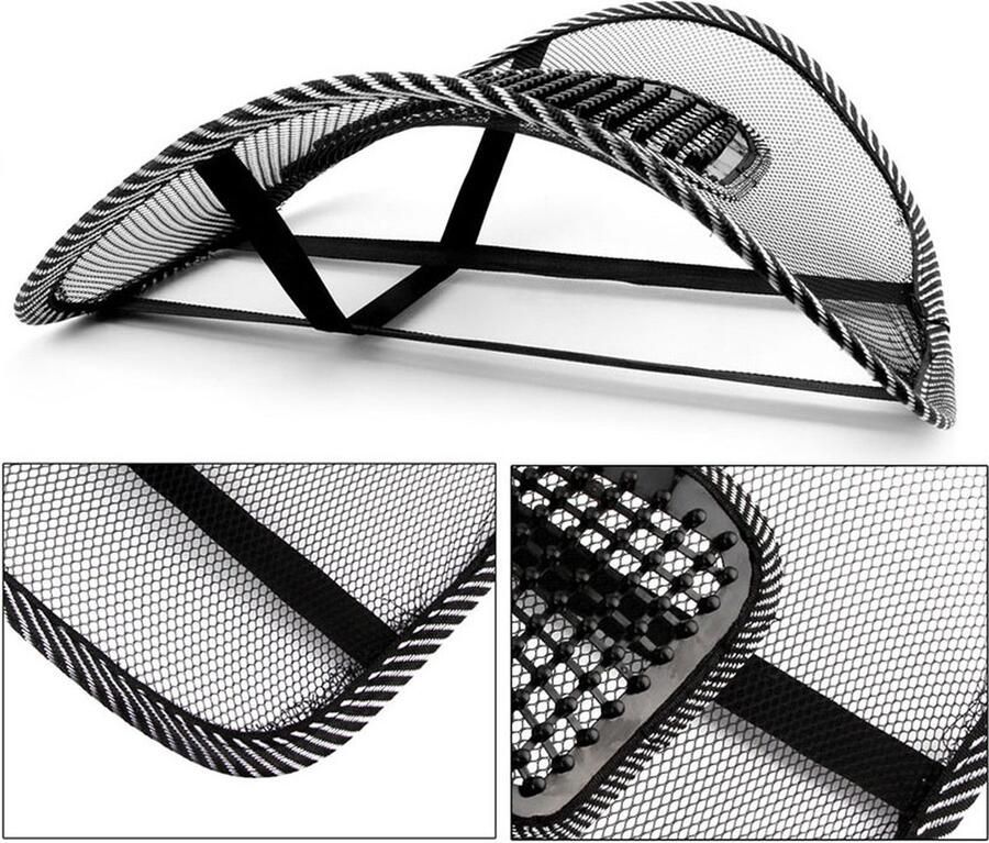 Rugsteun met massage op fauteuil- Rugsteun ondersteuning- lumbale ondersteuning- Ademend rugondersteuning met massage knoop lumbale kussen- Rugondersteuning voor auto bureaustoel kantoor en werk