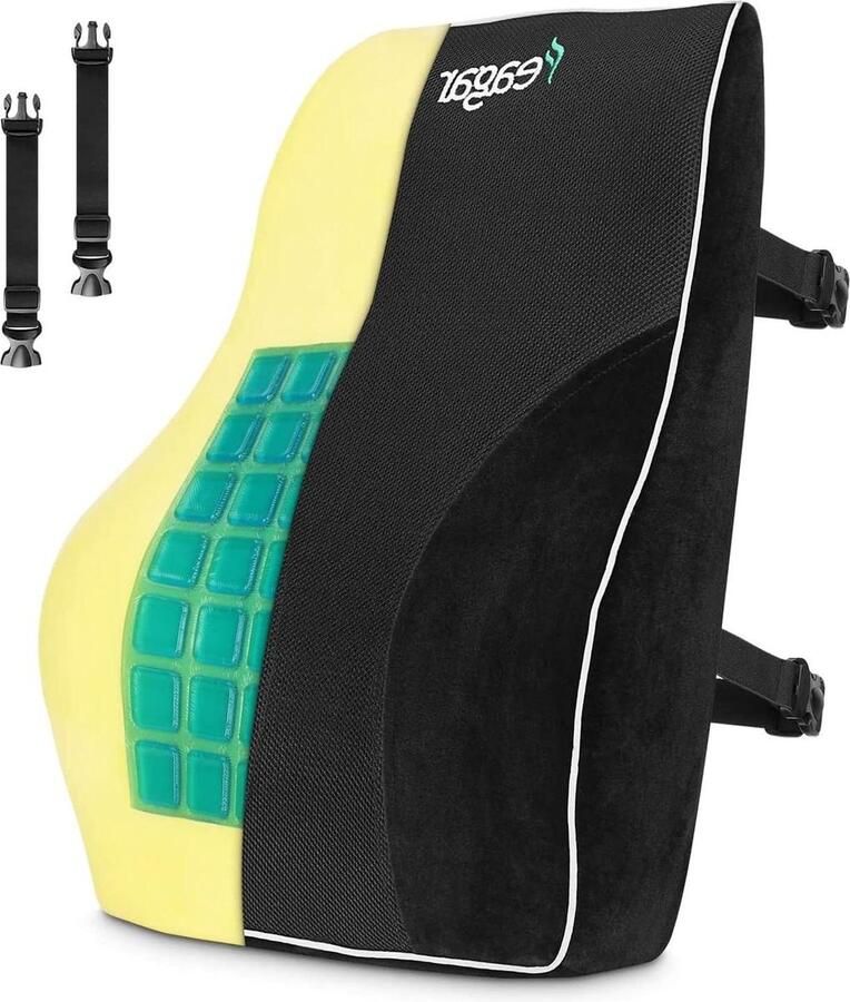 Rugkussen auto traagschuim voor bureaustoelen autostoelen rolstoelen gamingstoelen met riem en draagtas Rugkussen auto