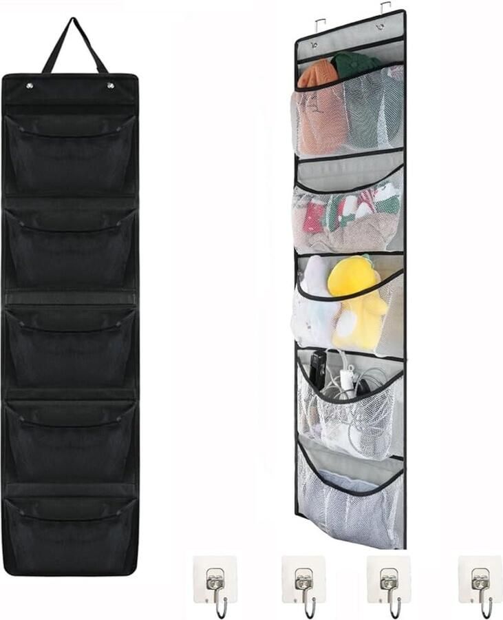 Luvetrex Ruime Deurhanger Organizer met Vijf Diepe Mesh Vakken voor Opslagbehoeften
