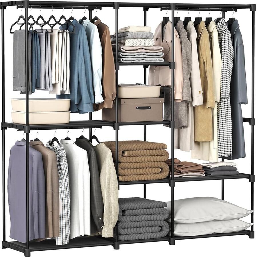 Ruime Kledingkast Hoge Capaciteit 1 stuk Staal en Stof