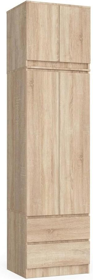 Kledingkast Met Uittrekdeel Opbergkast Lades Kleding Opbergen Veelzijdige Indeling 234 cm Hoog Wenge Sonoma Oak