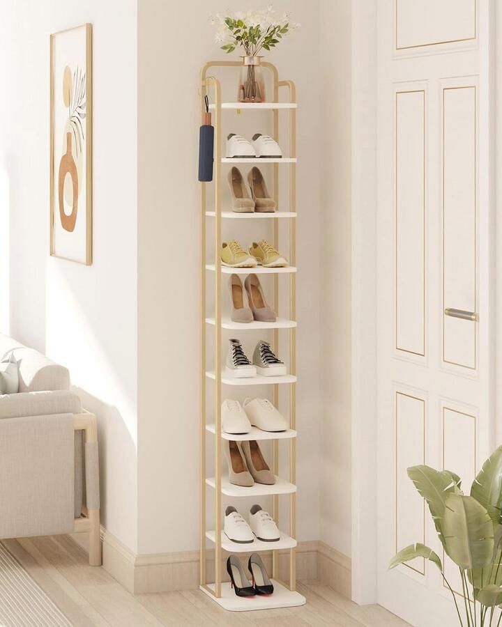 Ruimtebesparend 10-laags Verticale Schoenenrek Verstelbare Schoenentoren voor Kleine Ruimtes
