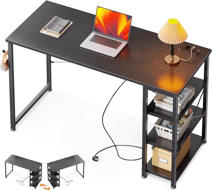 Ruimtebesparend Computerbureau met USB en Type C Aansluiting Ideaal voor Thuiswerk en Studeren