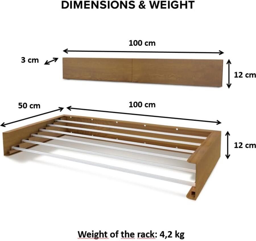 Ruimtebesparend Droogrek Inklapbaar en Uittrekbaar Wasrek voor Binnen en Buiten Elegant Design 100 cm