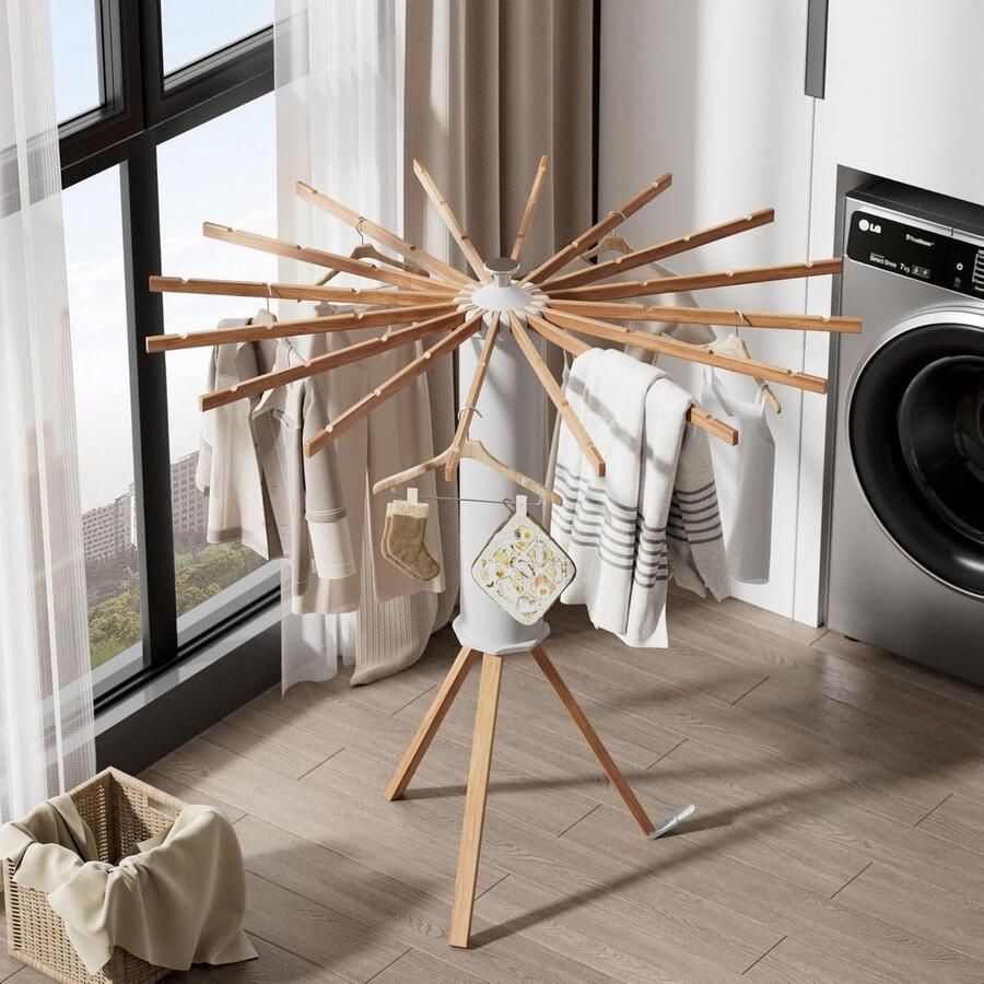 Ruimtebesparend Droogrek voor Kleding Opvouwbare Wasstandaard met 16 Stangen en 315 Inch Capaciteit