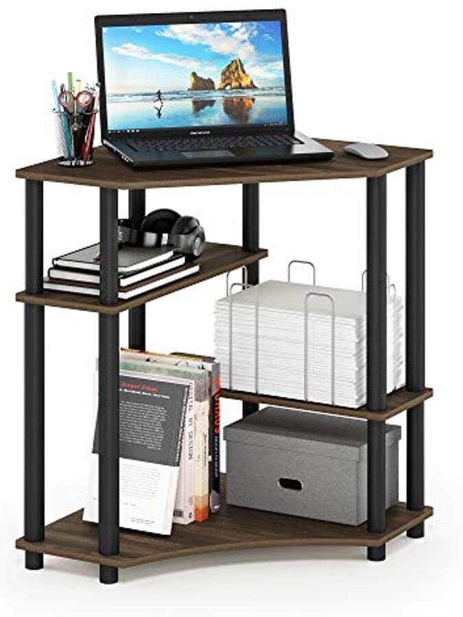 Ruimtebesparend Hoekbureau met Planken Multifunctioneel Design